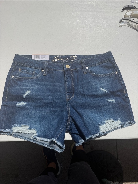 Seven7 Pants - Seven7 Dark Blue Distressed Denim Shorts